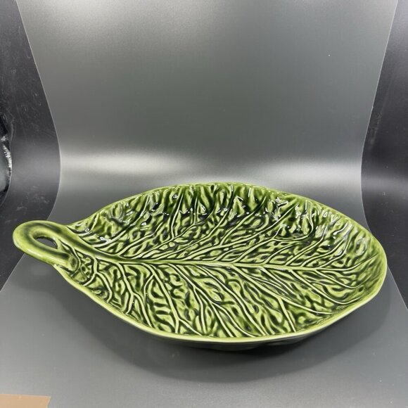 Subtil Portugal Ceramic Green Cabbage Leaf Dish Serving Platter Large 16inch VTG - Picture 16 of 16